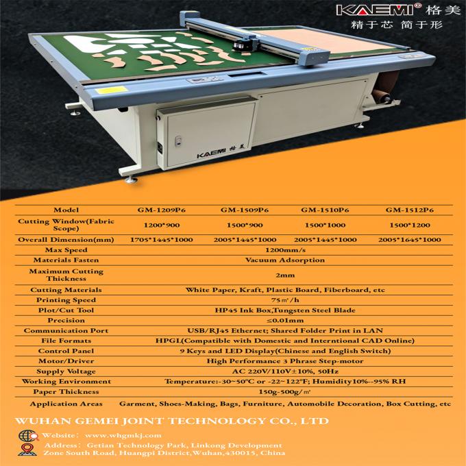 Máquina de corte de CAD de inyección de tinta para bolsas de calzado de prendas de vestir de tejido de papel 2